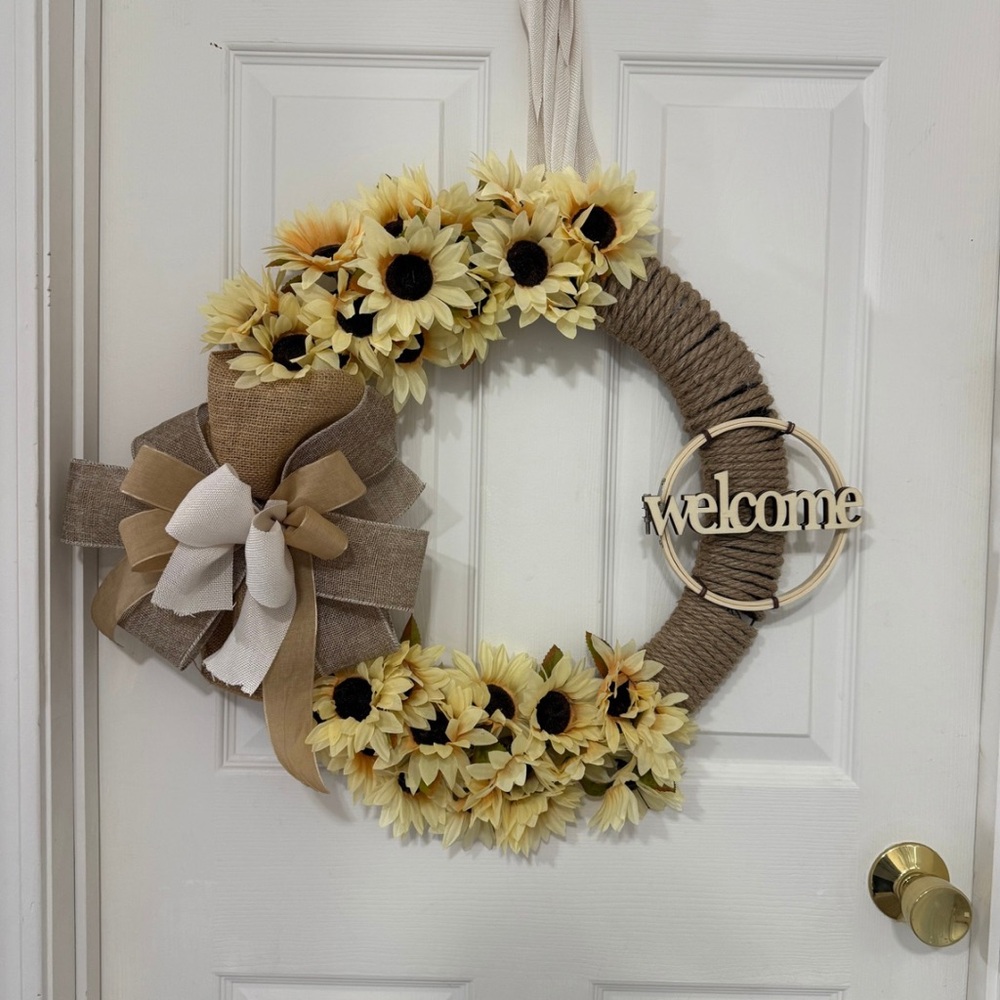 Sunflower Welcome Wreath with Bow